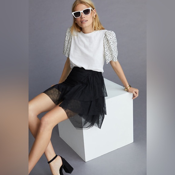 Anthropologie T.La Woven Flutter Sleeve Tee • size xl • NWOT - Picture 4 of 10